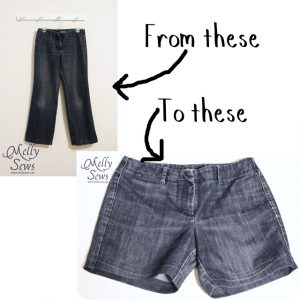 Jeans turn into shorts {Melly Sews}