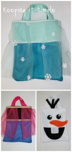 Easy Disney Frozen Tote Bags- Elsa, Anna and Olaf. Perfect for Treat or Trick Bags