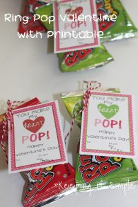 Homemade Valentines- Ring Pop Valentine with Printable