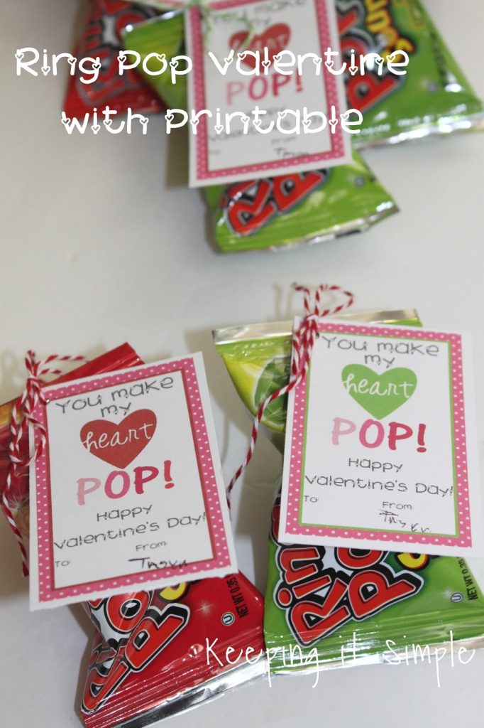Homemade Valentines Ring Pop Valentine With Printable Keeping It 