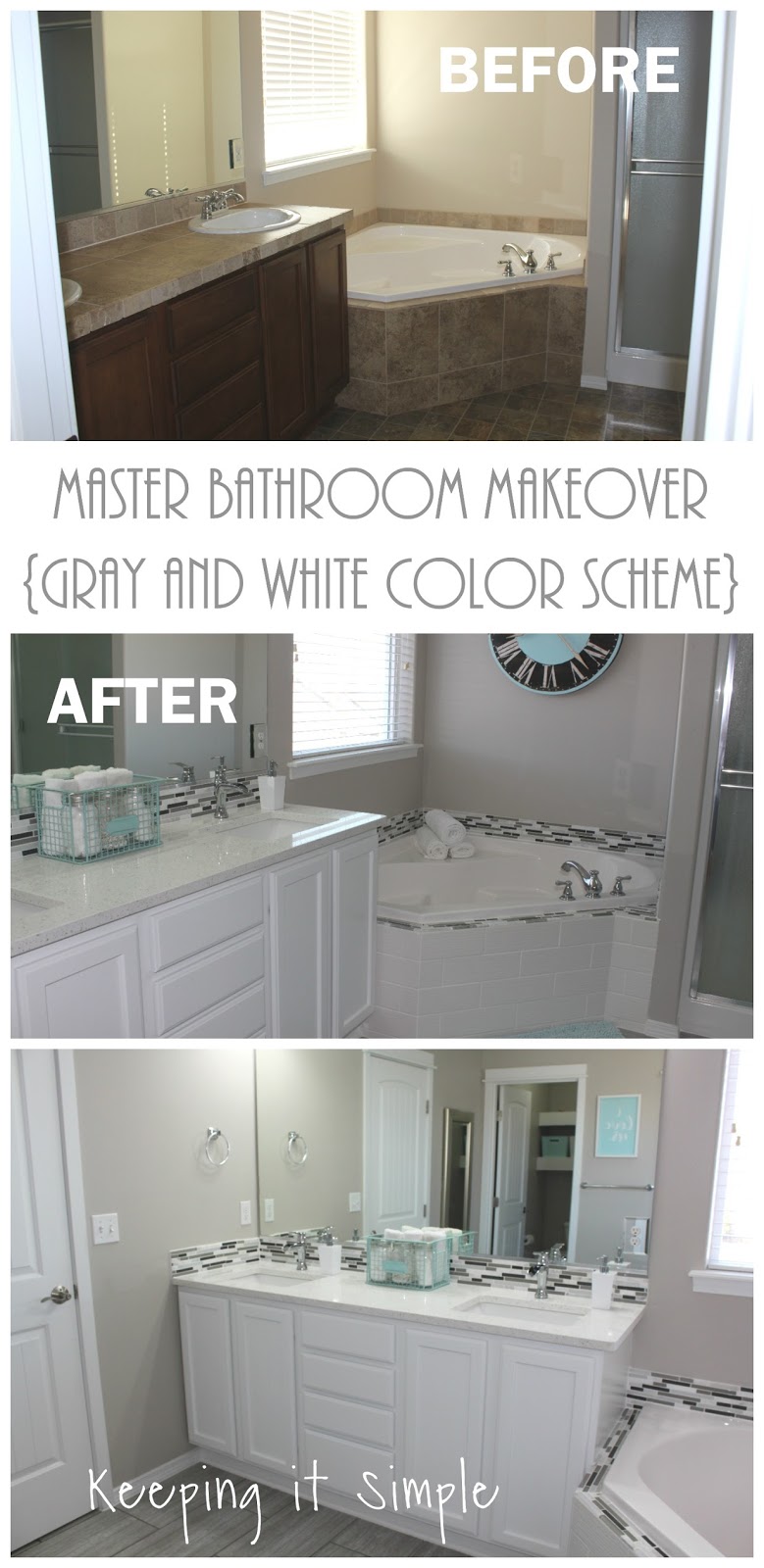 Master Bathroom Makeover with Gray and White Color Scheme • Keeping it ...