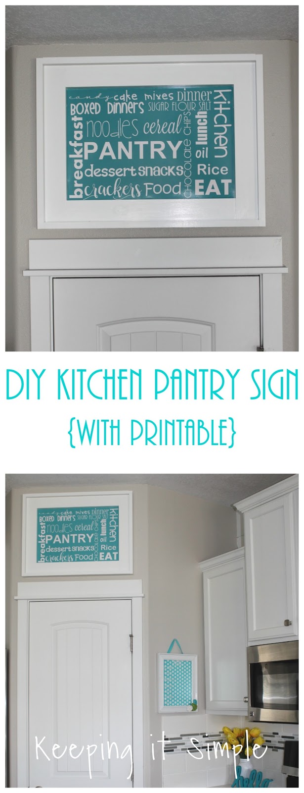 DIY Kitchen Pantry Sign with Subway Art Printable - Keeping it Simple