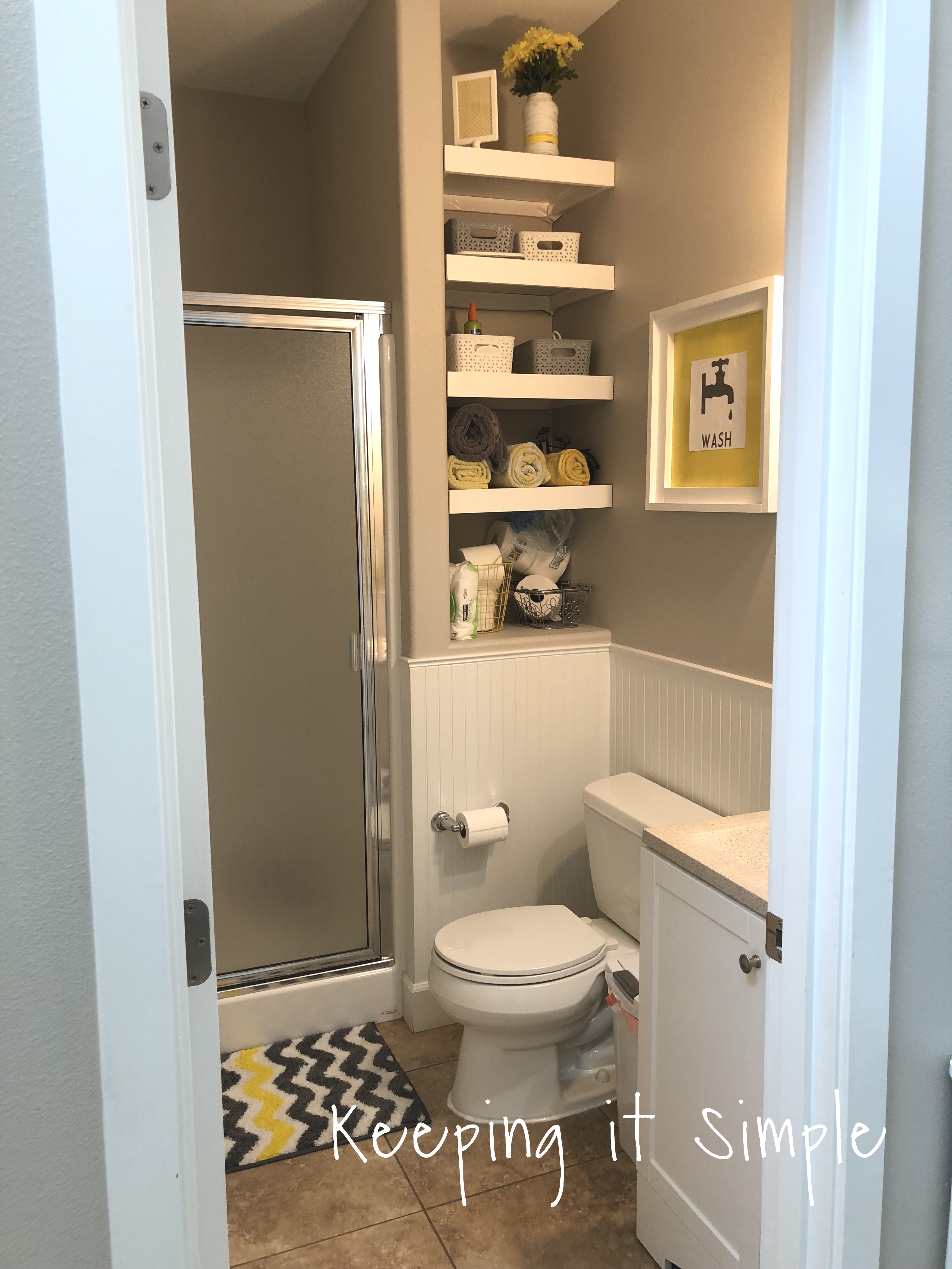 small-bathroom-remodel-with-shelves-and-board-and-batten (1) ??? Keeping ...