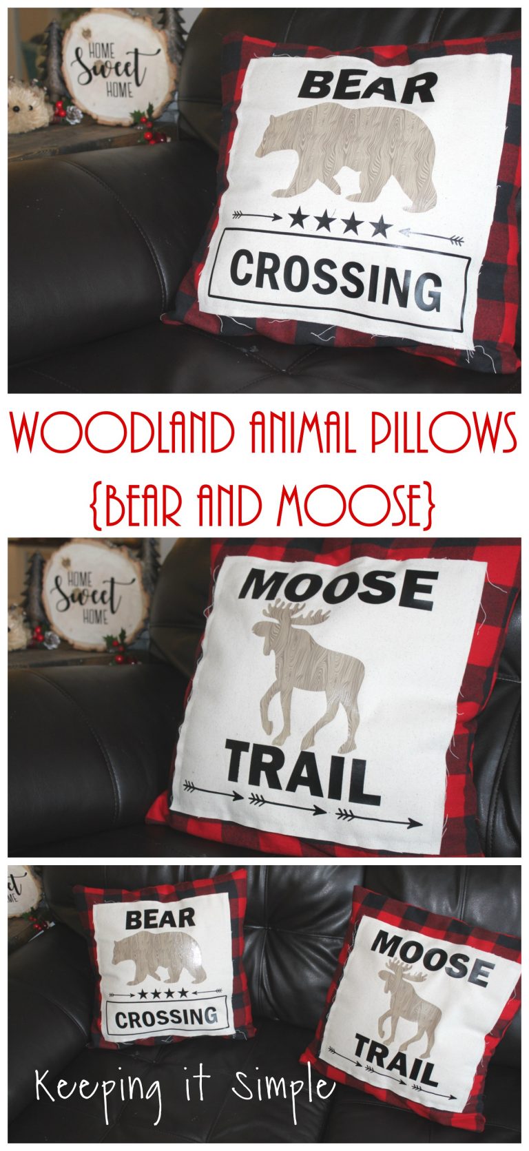 Woodland Animal Pillows Bear and Moose Keeping it Simple