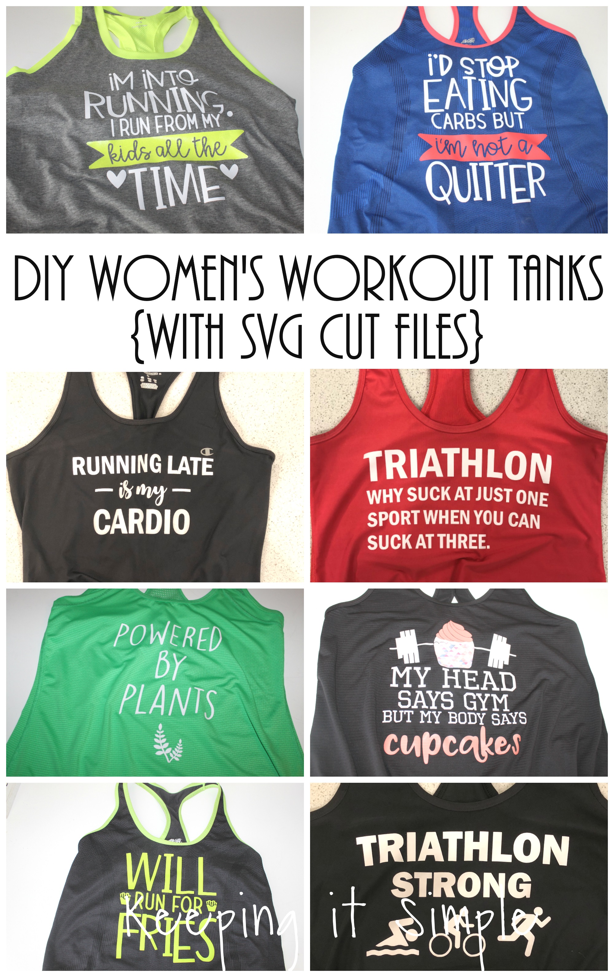 DIY Women's Workout Tanks with SVG Cut Files - Keeping it Simple