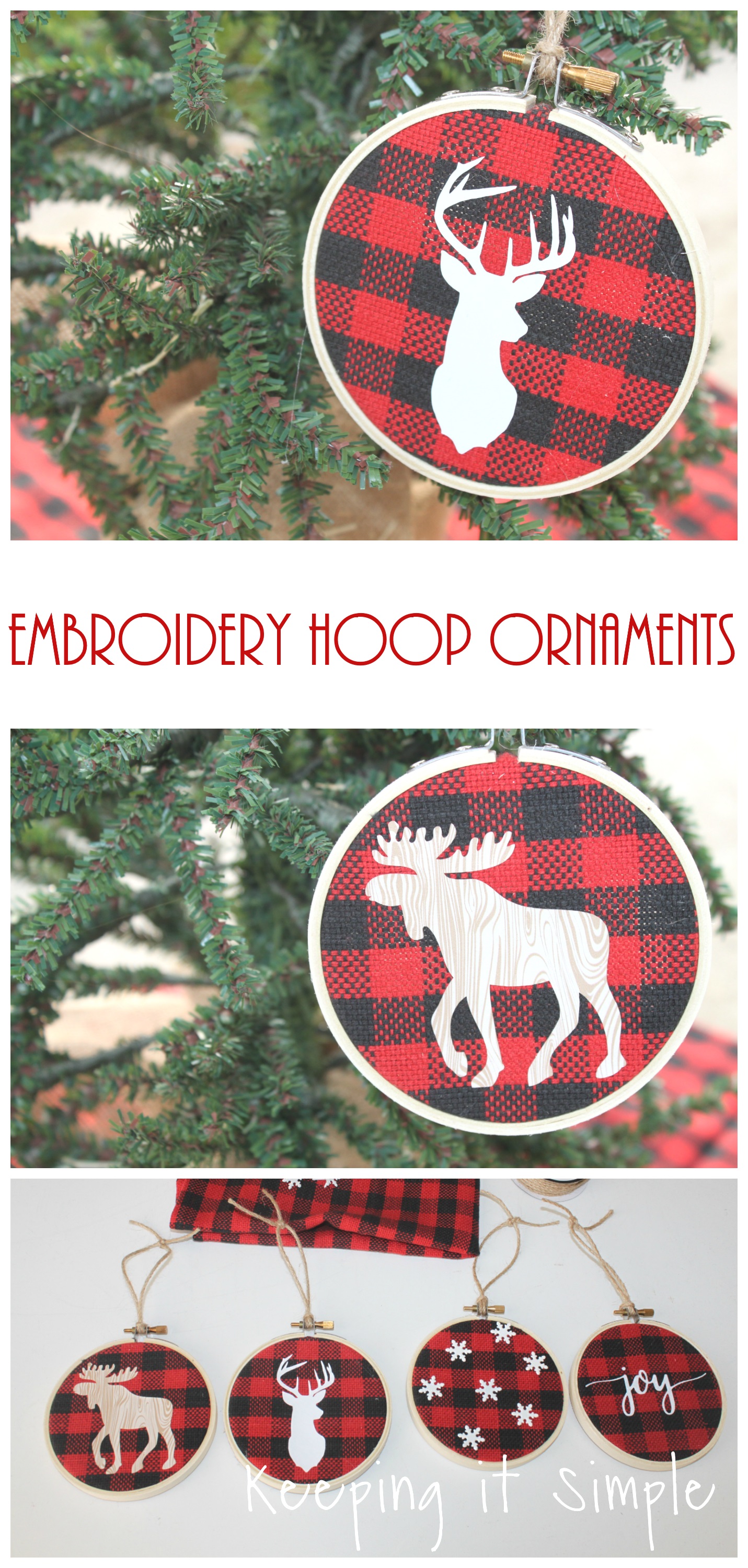 Minnesota Buffalo Plaid Embroidered Hoop Ornament