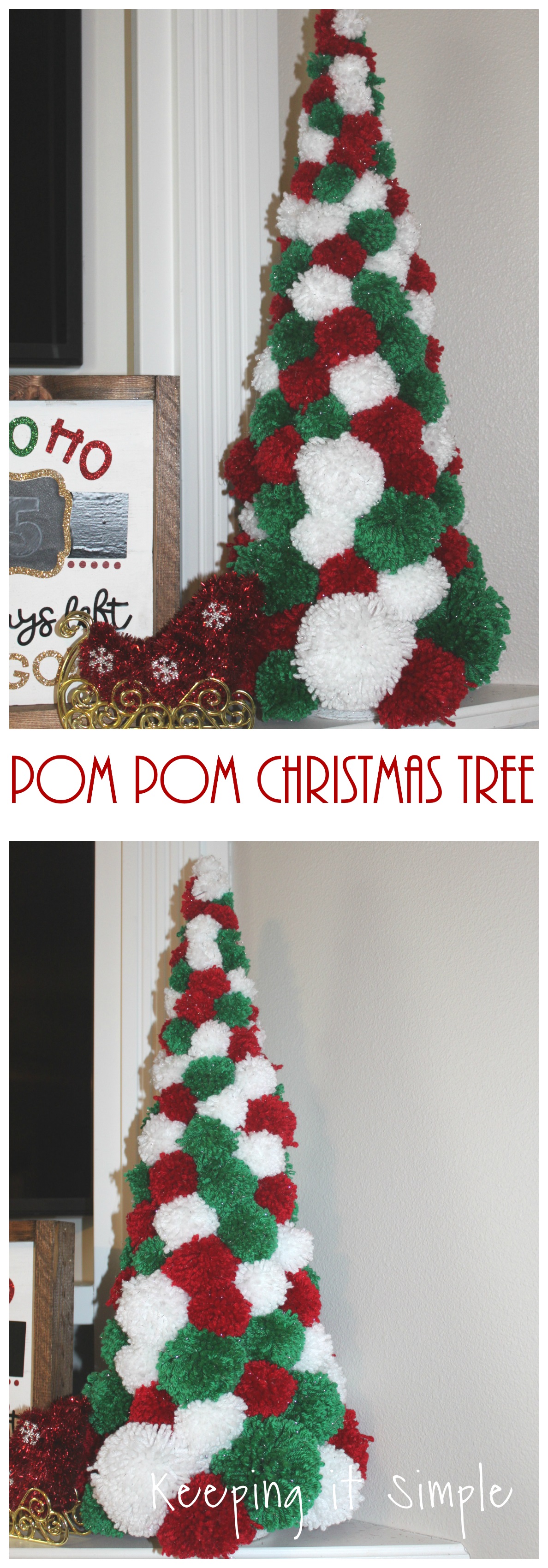 Pom Pom Christmas Tree- How to Make Mini Pom Poms with a Fork - Keeping it  Simple