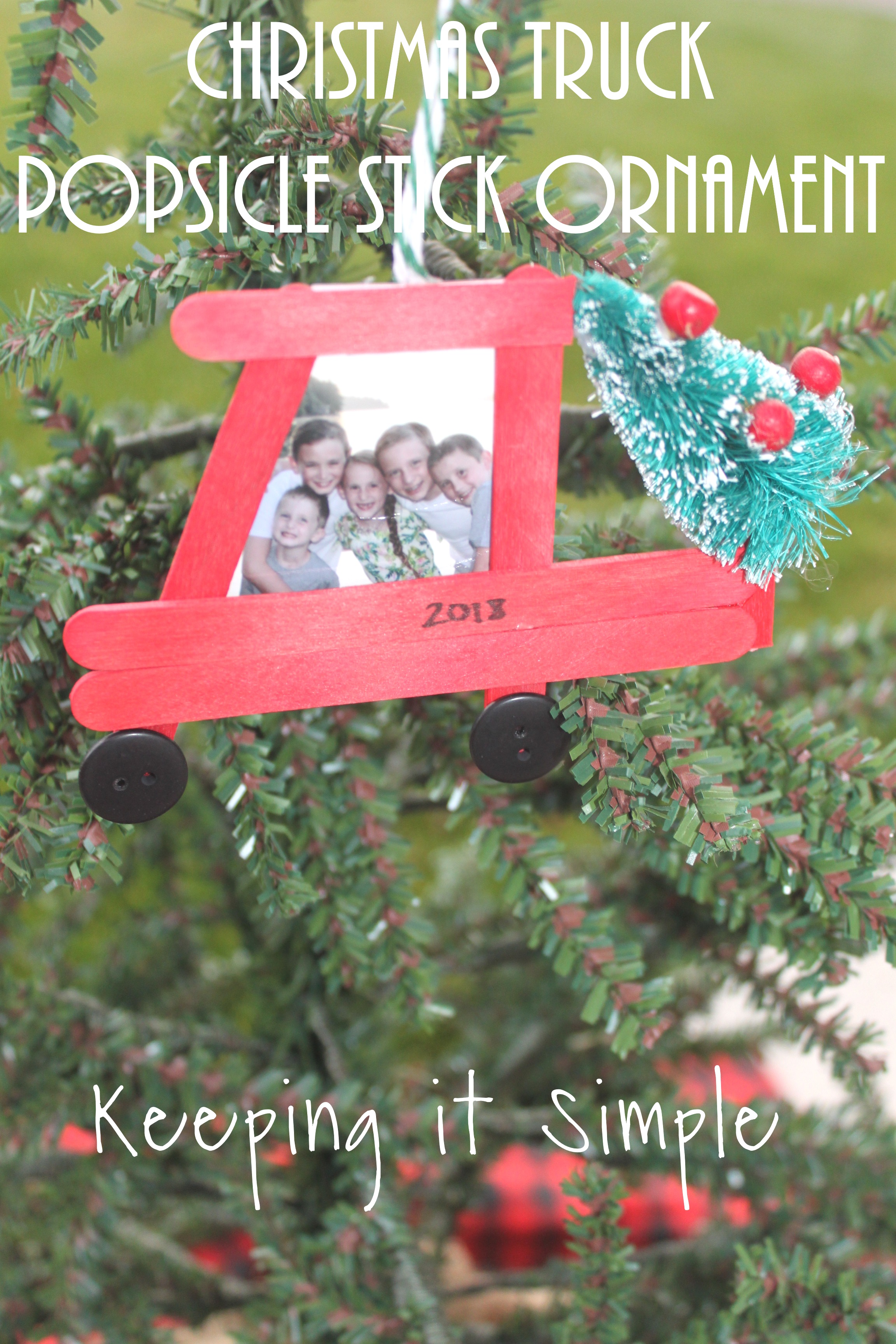 Christmas Truck Popsicle Stick Ornament - Keeping it Simple