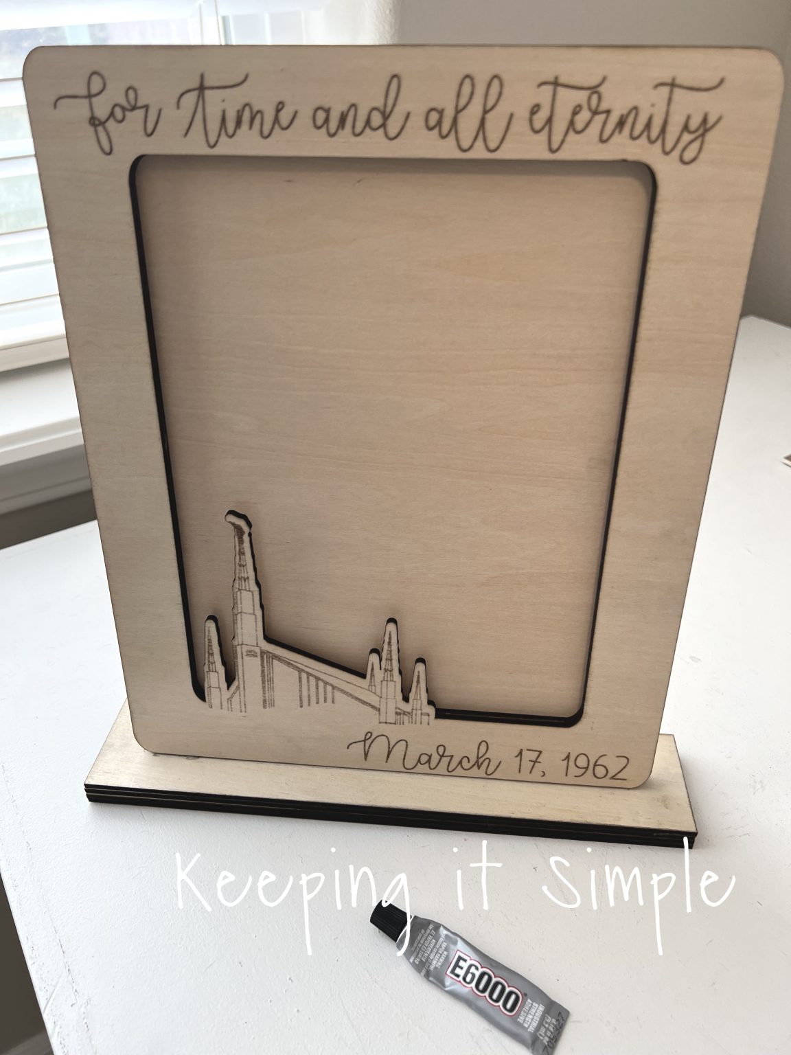Engraved Wooden Picture Frame with Boise Temple Keeping it Simple
