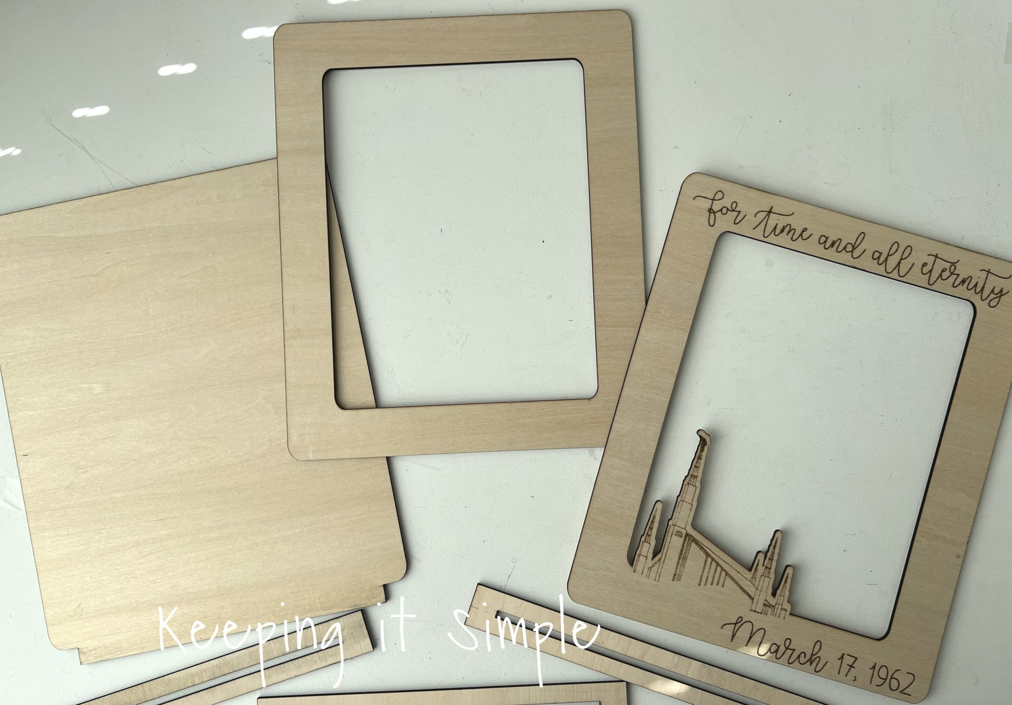 Engraved Wooden Picture Frame with Boise Temple Keeping it Simple