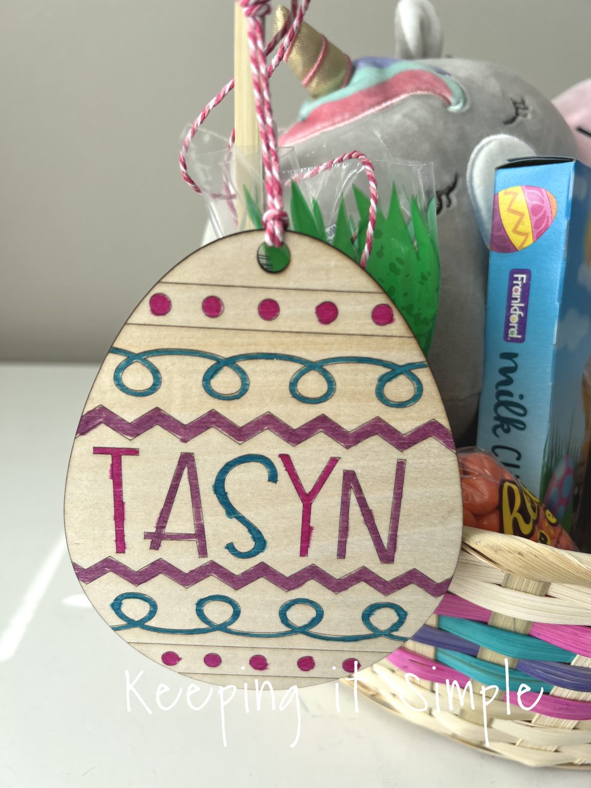 Personalized Wooden Easter Basket Tag with SVG File Keeping it Simple