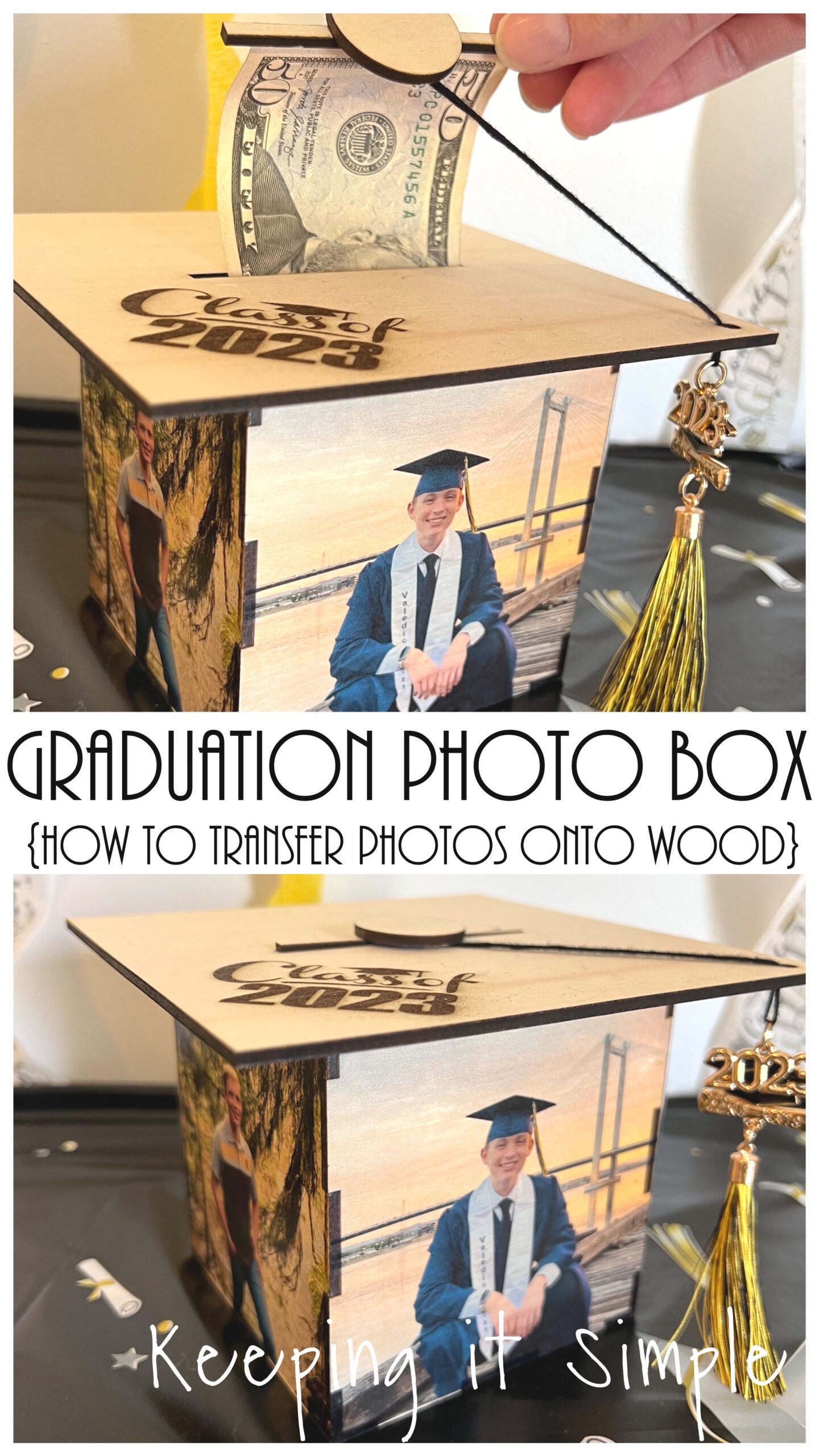 Graduation Money Gift Idea- Graduation Photo Box {How to Put Photos ...